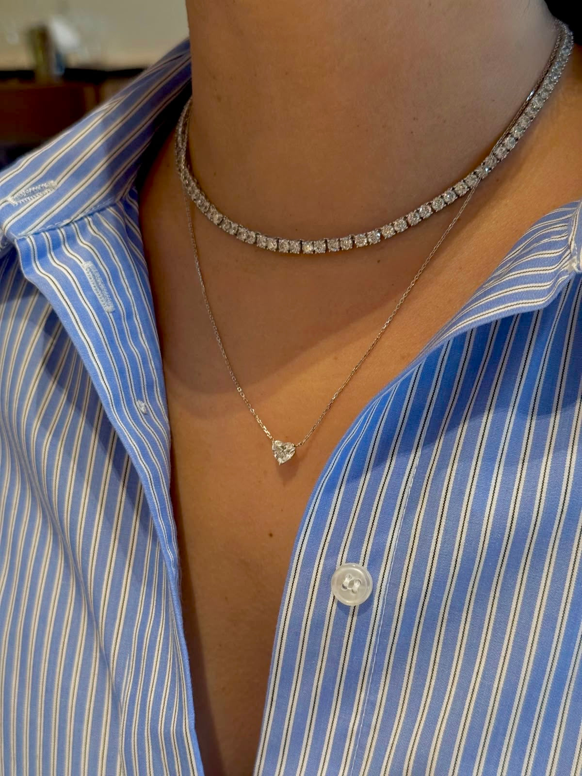 Silver Sweetheart Duo - tennis choker and heart pendant