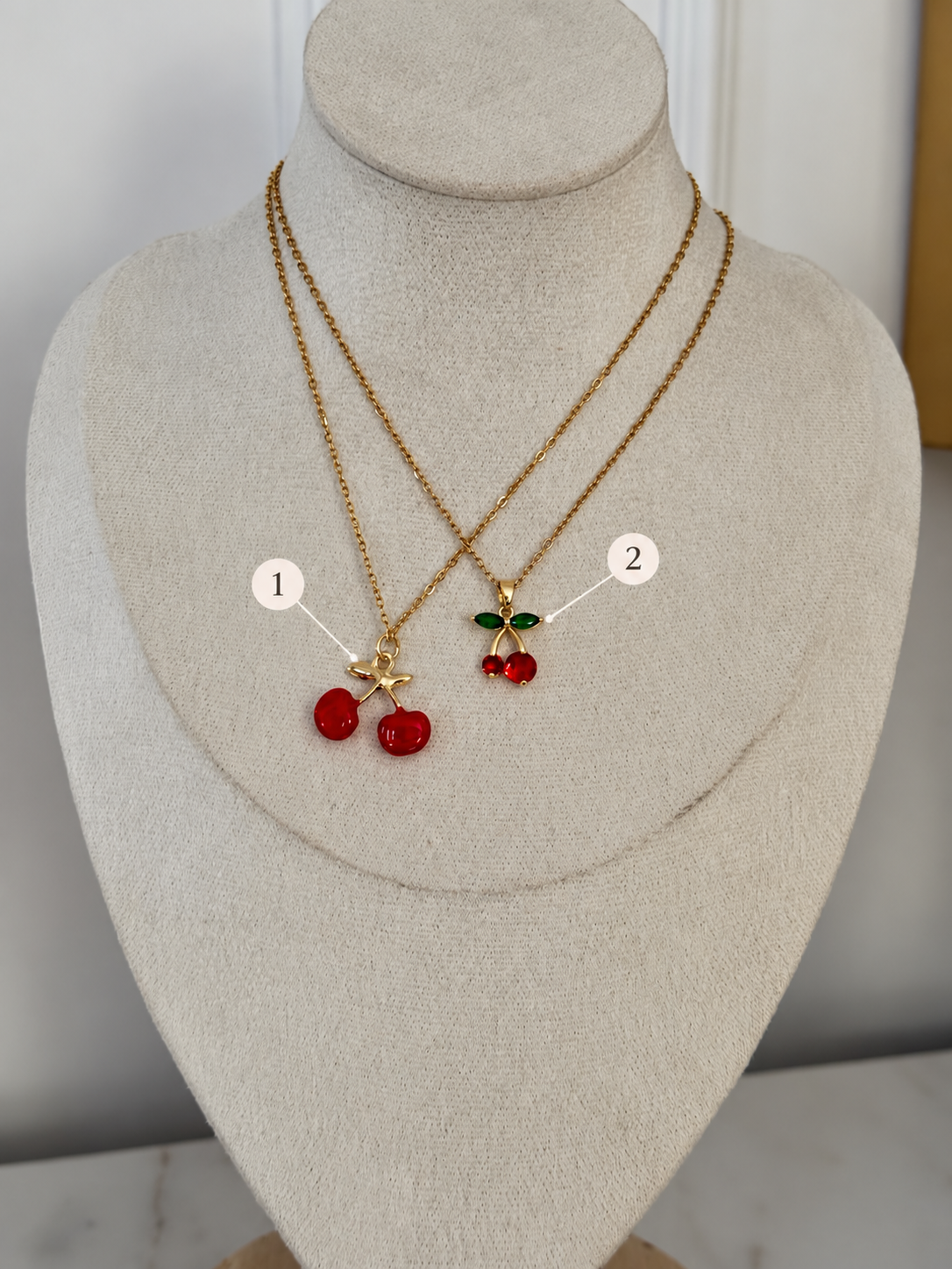 Cherry Kiss Duo - necklaces numbered 1, 2