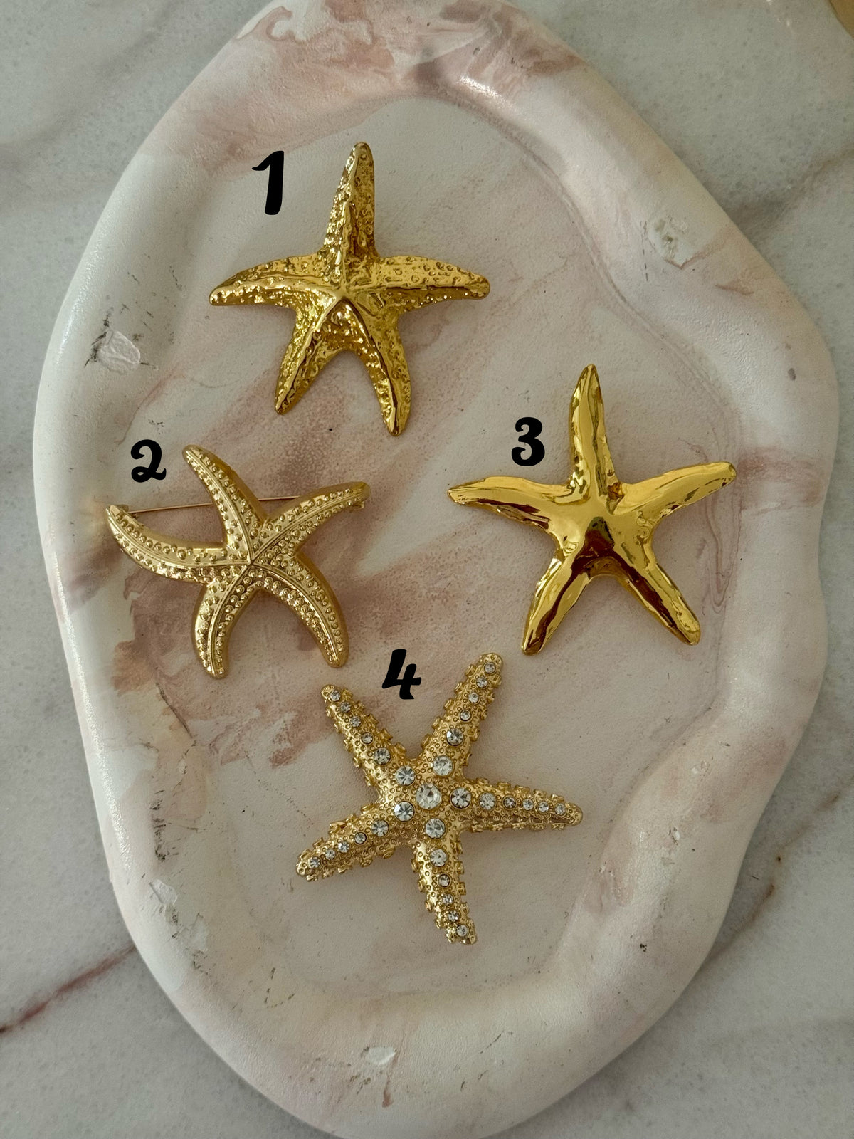 Golden Starfish Brooch