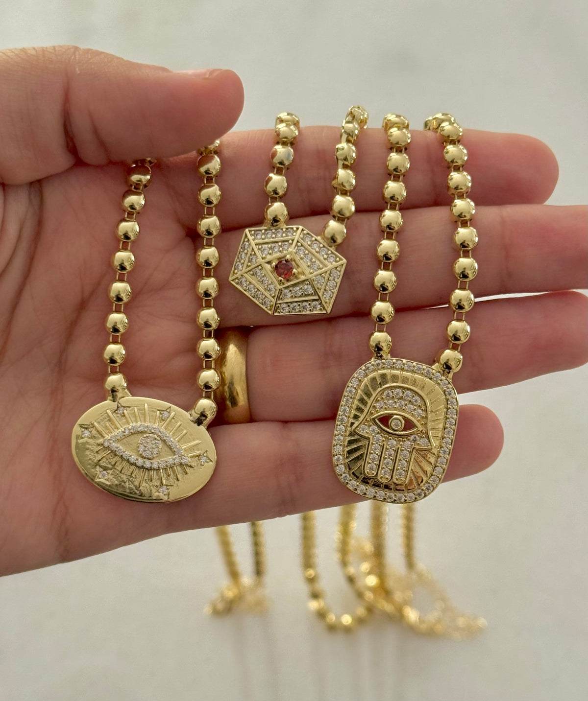 Hamsa Ball Chain Stack