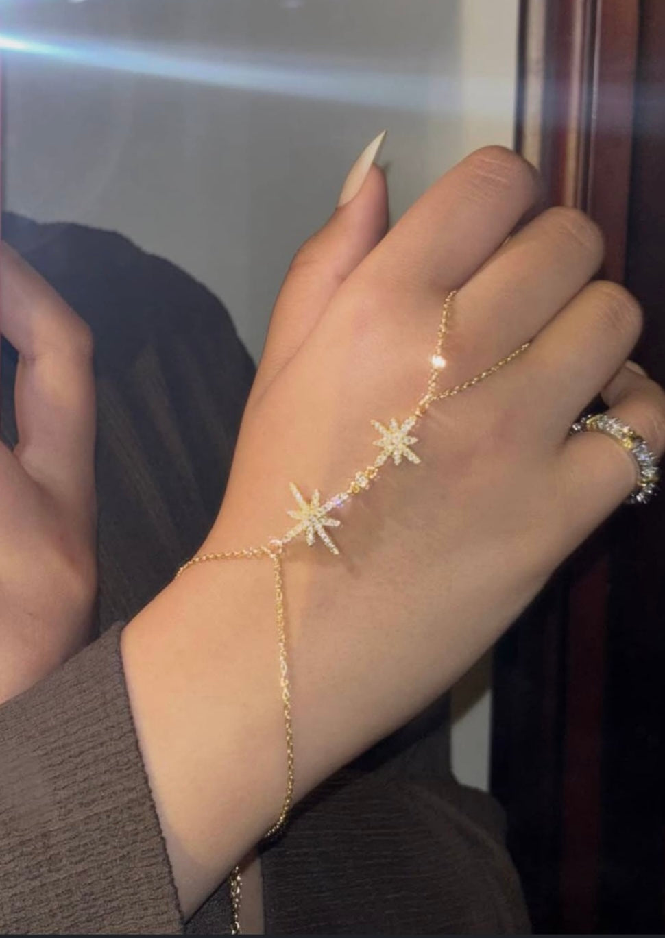 Starburst Hand Chain with two sparkling star charms