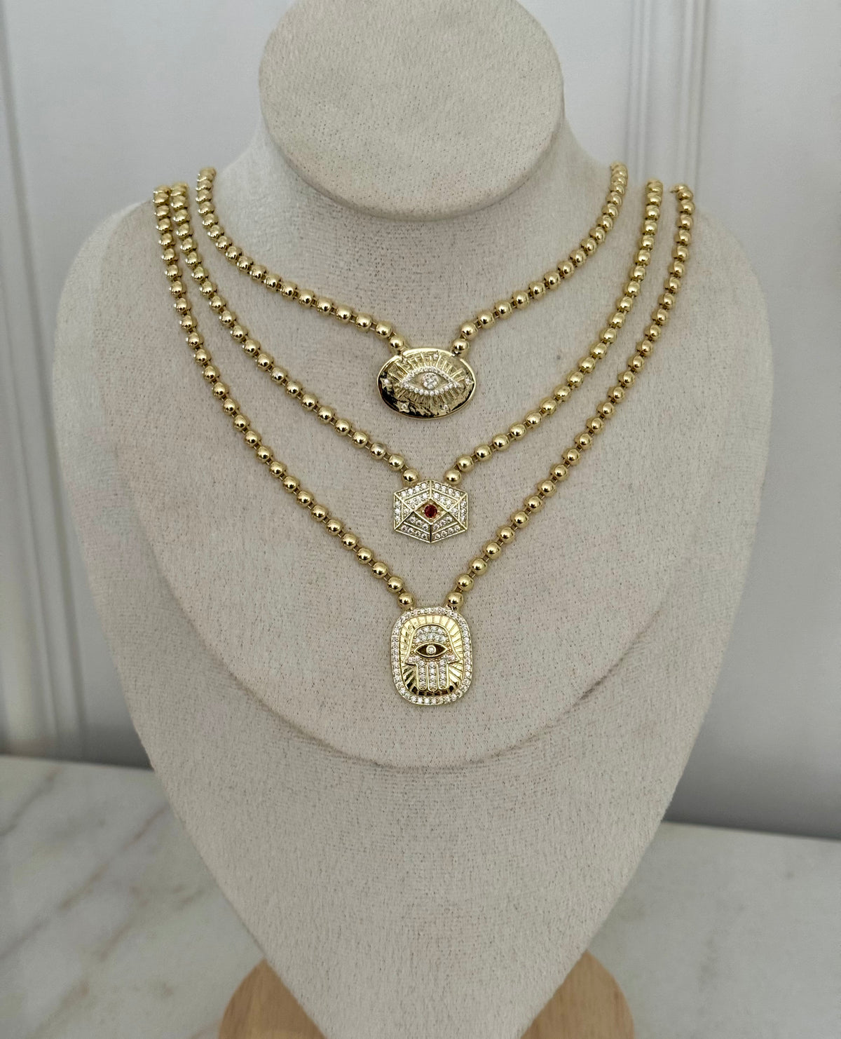 Hamsa Ball Chain Stack