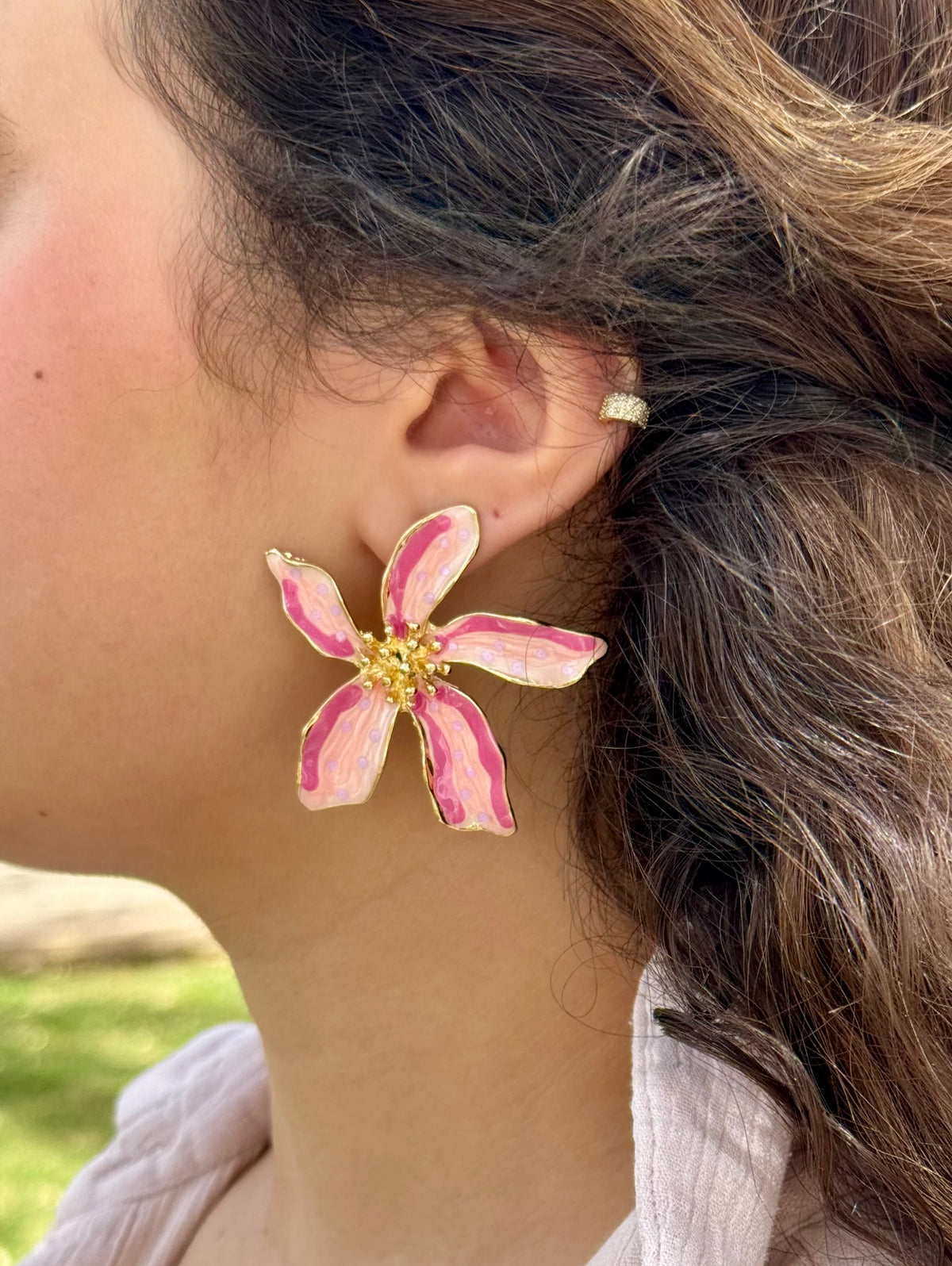 Pink Lily Earrings