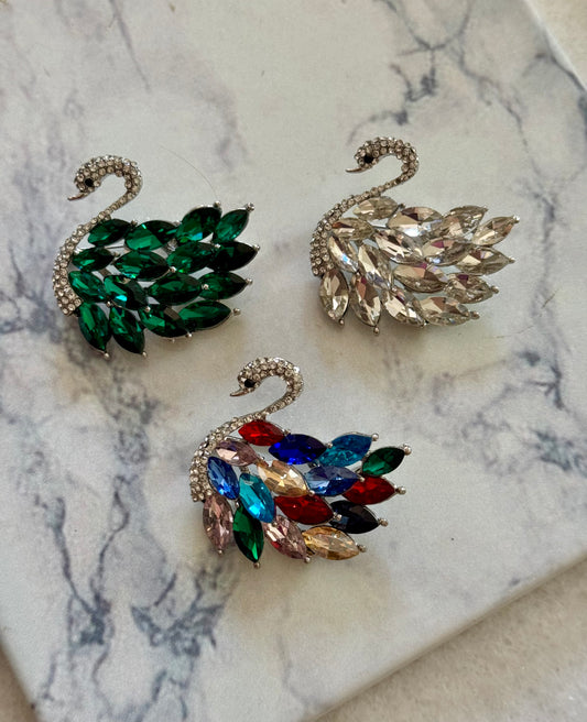 Crystal Swan Brooch
