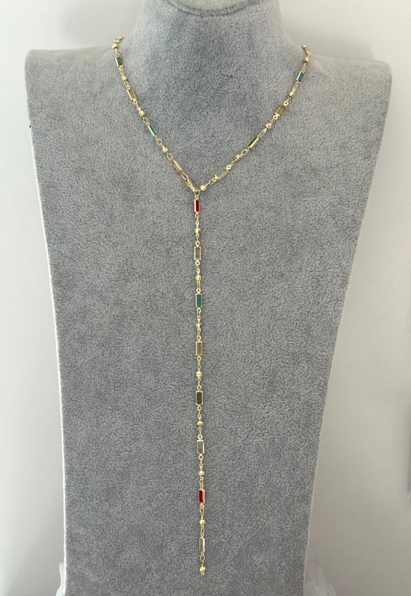 Rainbow Bar Drop Necklace