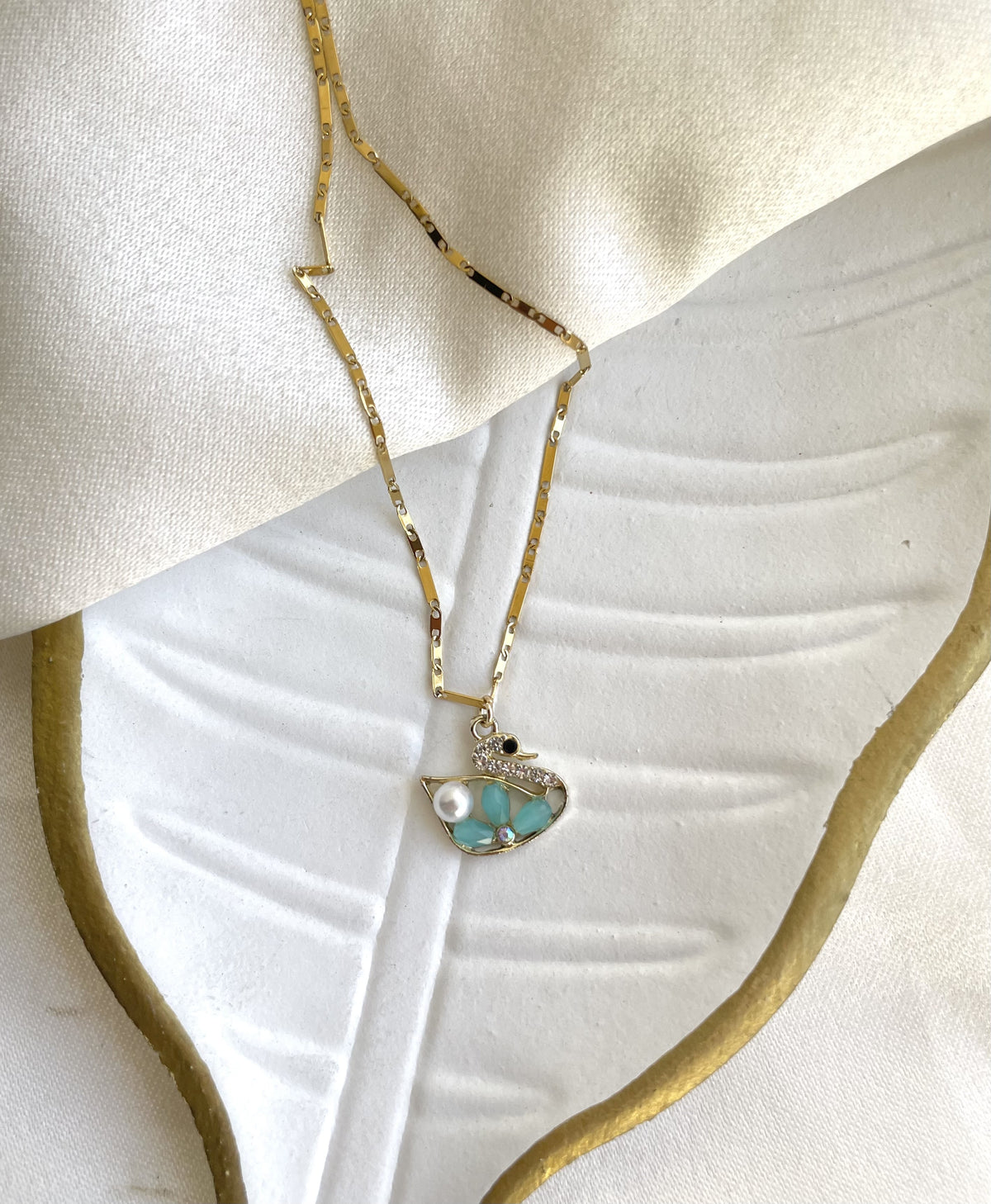 Aqua Swan Necklace