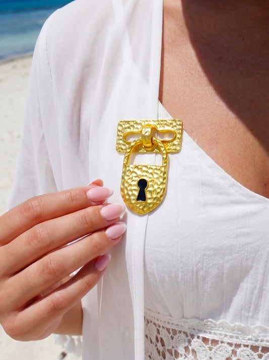 Golden Lock Brooch